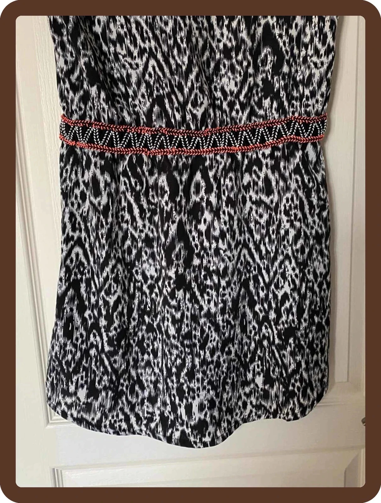 Vestido Kaporal preto e branco estampado + cinto trançado T36 – estilo boêmio chique – photo 8
